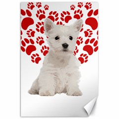 West Highland White Terrier Gift T- Shirt Cute West Highland White Terrier Valentine Heart Paw West Canvas 20  X 30  by maxcute