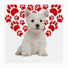 West Highland White Terrier Gift T- Shirt Cute West Highland White Terrier Valentine Heart Paw West Medium Glasses Cloth by maxcute