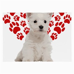 West Highland White Terrier Gift T- Shirt Cute West Highland White Terrier Valentine Heart Paw West Large Glasses Cloth (2 Sides) by maxcute