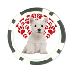 West Highland White Terrier Gift T- Shirt Cute West Highland White Terrier Valentine Heart Paw West Poker Chip Card Guard Front