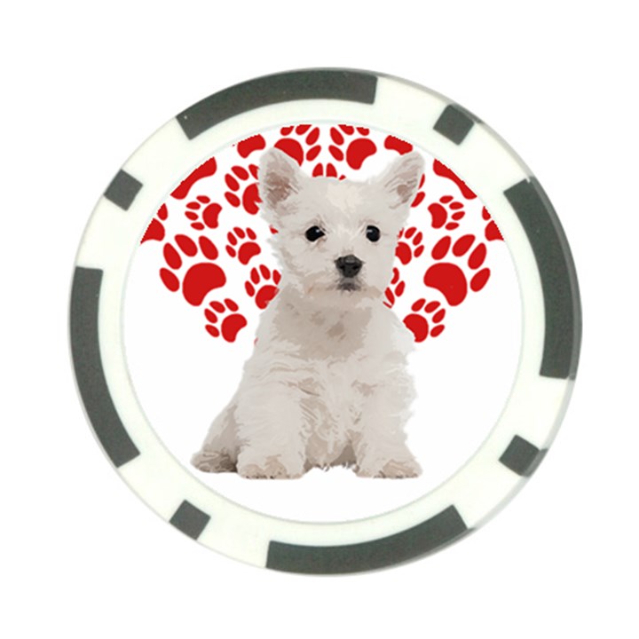 West Highland White Terrier Gift T- Shirt Cute West Highland White Terrier Valentine Heart Paw West Poker Chip Card Guard