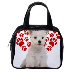 West Highland White Terrier Gift T- Shirt Cute West Highland White Terrier Valentine Heart Paw West Classic Handbag (one Side) by maxcute