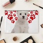 West Highland White Terrier Gift T- Shirt Cute West Highland White Terrier Valentine Heart Paw West Cosmetic Bag (Large) Back