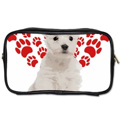 West Highland White Terrier Gift T- Shirt Cute West Highland White Terrier Valentine Heart Paw West Toiletries Bag (two Sides) by maxcute