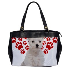 West Highland White Terrier Gift T- Shirt Cute West Highland White Terrier Valentine Heart Paw West Oversize Office Handbag by maxcute