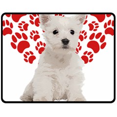 West Highland White Terrier Gift T- Shirt Cute West Highland White Terrier Valentine Heart Paw West One Side Fleece Blanket (medium) by maxcute