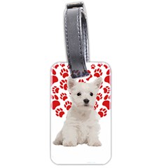 West Highland White Terrier Gift T- Shirt Cute West Highland White Terrier Valentine Heart Paw West Luggage Tag (two Sides)