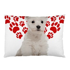 West Highland White Terrier Gift T- Shirt Cute West Highland White Terrier Valentine Heart Paw West Pillow Case (two Sides) by maxcute