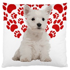 West Highland White Terrier Gift T- Shirt Cute West Highland White Terrier Valentine Heart Paw West Large Cushion Case (two Sides) by maxcute