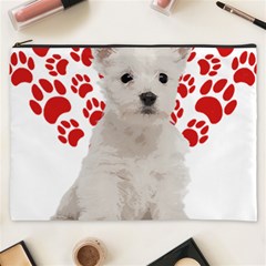 West Highland White Terrier Gift T- Shirt Cute West Highland White Terrier Valentine Heart Paw West Cosmetic Bag (xxxl) by maxcute