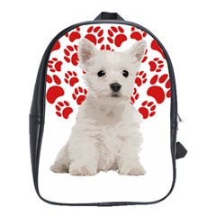 West Highland White Terrier Gift T- Shirt Cute West Highland White Terrier Valentine Heart Paw West School Bag (xl) by maxcute