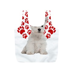 West Highland White Terrier Gift T- Shirt Cute West Highland White Terrier Valentine Heart Paw West Full Print Recycle Bag (s)