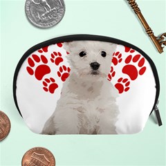 West Highland White Terrier Gift T- Shirt Cute West Highland White Terrier Valentine Heart Paw West Accessory Pouch (large) by maxcute