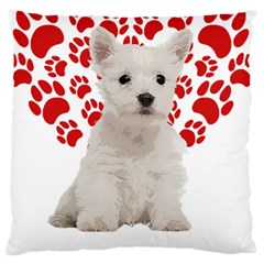 West Highland White Terrier Gift T- Shirt Cute West Highland White Terrier Valentine Heart Paw West Large Premium Plush Fleece Cushion Case (one Side) by maxcute