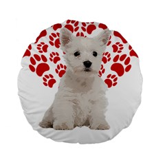 West Highland White Terrier Gift T- Shirt Cute West Highland White Terrier Valentine Heart Paw West Standard 15  Premium Flano Round Cushions by maxcute