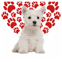 West Highland White Terrier Gift T- Shirt Cute West Highland White Terrier Valentine Heart Paw West Wooden Puzzle Square by maxcute