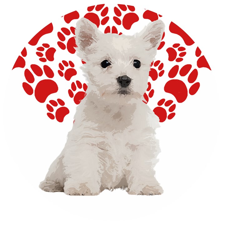 West Highland White Terrier Gift T- Shirt Cute West Highland White Terrier Valentine Heart Paw West Wooden Bottle Opener (Round)