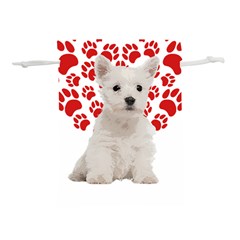 West Highland White Terrier Gift T- Shirt Cute West Highland White Terrier Valentine Heart Paw West Lightweight Drawstring Pouch (m) by maxcute