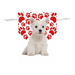 West Highland White Terrier Gift T- Shirt Cute West Highland White Terrier Valentine Heart Paw West Lightweight Drawstring Pouch (l) by maxcute