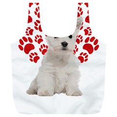 West Highland White Terrier Gift T- Shirt Cute West Highland White Terrier Valentine Heart Paw West Full Print Recycle Bag (xxl) by maxcute