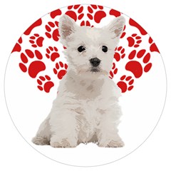 West Highland White Terrier Gift T- Shirt Cute West Highland White Terrier Valentine Heart Paw West Round Trivet by maxcute