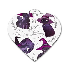 Witch Cat T- Shirt Cute Fantasy Space Witch Cats T- Shirt Dog Tag Heart (one Side) by maxcute