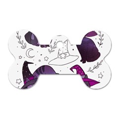 Witch Cat T- Shirt Cute Fantasy Space Witch Cats T- Shirt Dog Tag Bone (one Side) by maxcute