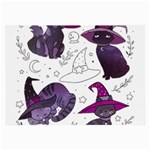 Witch Cat T- Shirt Cute Fantasy Space Witch Cats T- Shirt Large Glasses Cloth (2 Sides) Front