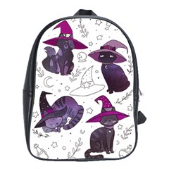 Witch Cat T- Shirt Cute Fantasy Space Witch Cats T- Shirt School Bag (large) by maxcute