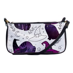 Witch Cat T- Shirt Cute Fantasy Space Witch Cats T- Shirt Shoulder Clutch Bag by maxcute