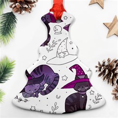 Witch Cat T- Shirt Cute Fantasy Space Witch Cats T- Shirt Christmas Tree Ornament (two Sides)