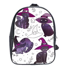 Witch Cat T- Shirt Cute Fantasy Space Witch Cats T- Shirt School Bag (xl) by maxcute