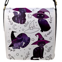 Witch Cat T- Shirt Cute Fantasy Space Witch Cats T- Shirt Flap Closure Messenger Bag (s) by maxcute