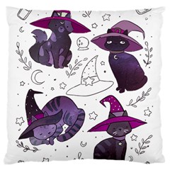 Witch Cat T- Shirt Cute Fantasy Space Witch Cats T- Shirt Standard Premium Plush Fleece Cushion Case (two Sides) by maxcute