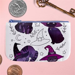 Witch Cat T- Shirt Cute Fantasy Space Witch Cats T- Shirt Large Coin Purse by maxcute