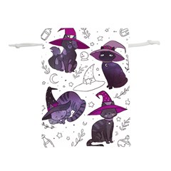 Witch Cat T- Shirt Cute Fantasy Space Witch Cats T- Shirt Lightweight Drawstring Pouch (l) by maxcute