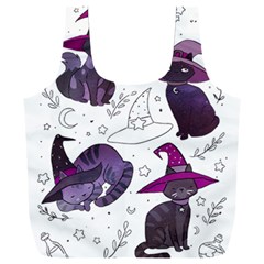 Witch Cat T- Shirt Cute Fantasy Space Witch Cats T- Shirt Full Print Recycle Bag (xxxl) by maxcute