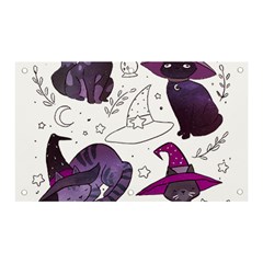 Witch Cat T- Shirt Cute Fantasy Space Witch Cats T- Shirt Banner And Sign 5  X 3 