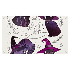 Witch Cat T- Shirt Cute Fantasy Space Witch Cats T- Shirt Banner And Sign 7  X 4  by maxcute