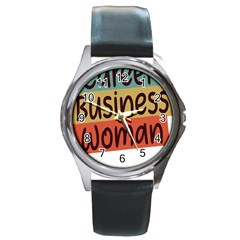 Woman T- Shirt Career Business Woman T- Shirt Round Metal Watch by maxcute