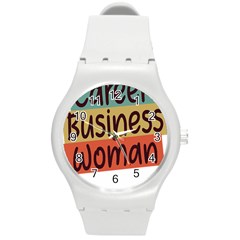 Woman T- Shirt Career Business Woman T- Shirt Round Plastic Sport Watch (m)