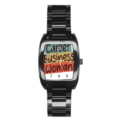 Woman T- Shirt Career Business Woman T- Shirt Stainless Steel Barrel Watch