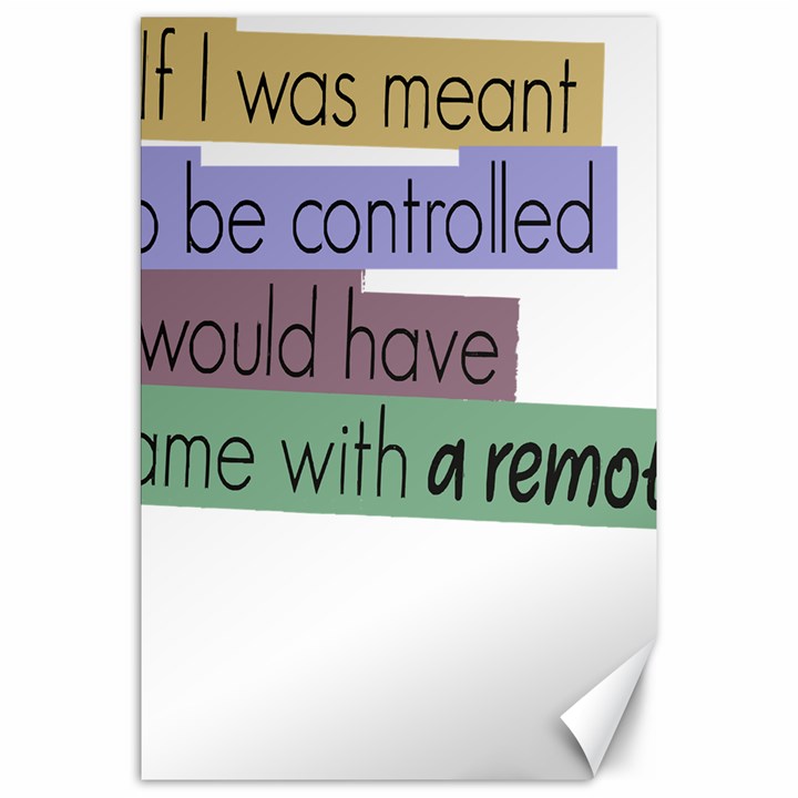 Woman T- Shirt If I Was Meant To Be Controlled I Would Have Came With A Remote T- Shirt (1) Canvas 20  x 30 