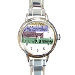 Woman T- Shirt If I Was Meant To Be Controlled I Would Have Came With A Remote T- Shirt Round Italian Charm Watch Front