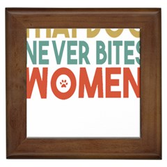 Women And Girls T- Shirtthat Dog Never Bites Women  T- Shirt Framed Tile