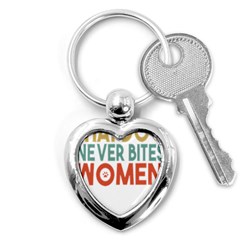 Women And Girls T- Shirtthat Dog Never Bites Women  T- Shirt Key Chain (heart) by maxcute