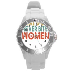 Women And Girls T- Shirtthat Dog Never Bites Women  T- Shirt Round Plastic Sport Watch (l) by maxcute