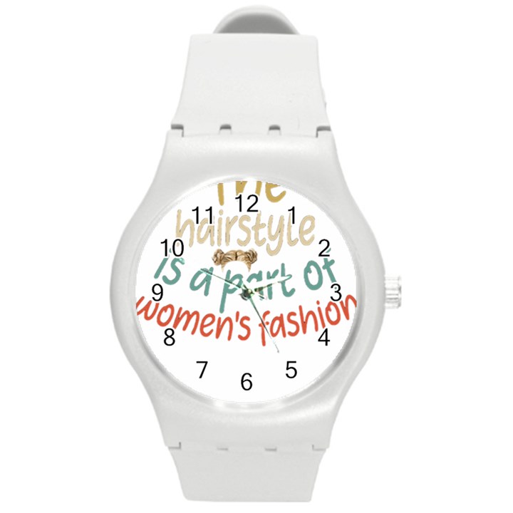 Women Empowerment Inspiring Quote Femin T- Shirt Women Empowerment Inspiring Quote Feminist Tee For Round Plastic Sport Watch (M)