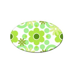 Flowers Pearls And Donuts Green Spearmint Green White Sticker (oval) by Mazipoodles