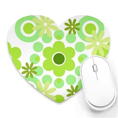 Flowers Pearls And Donuts Green Spearmint Green White Heart Mousepad by Mazipoodles